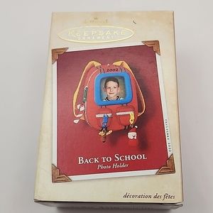 Hallmark Keepsake Ornament 2002 Back to School Backpack School picture  holder